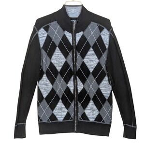 BKE Athletic Fit Argyle Sweater Full Zip Preppy Cotton Cardigan‎ Men's Small
